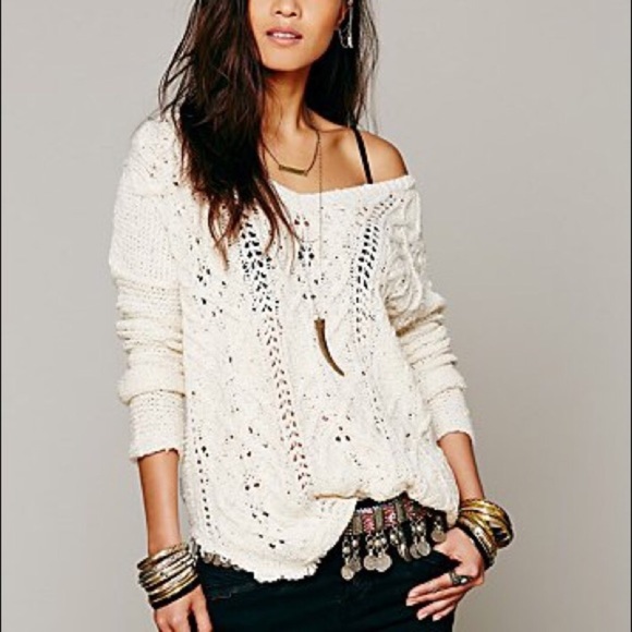 Free People Sweaters - Free People Cross My Heart Cable Knit Sweater